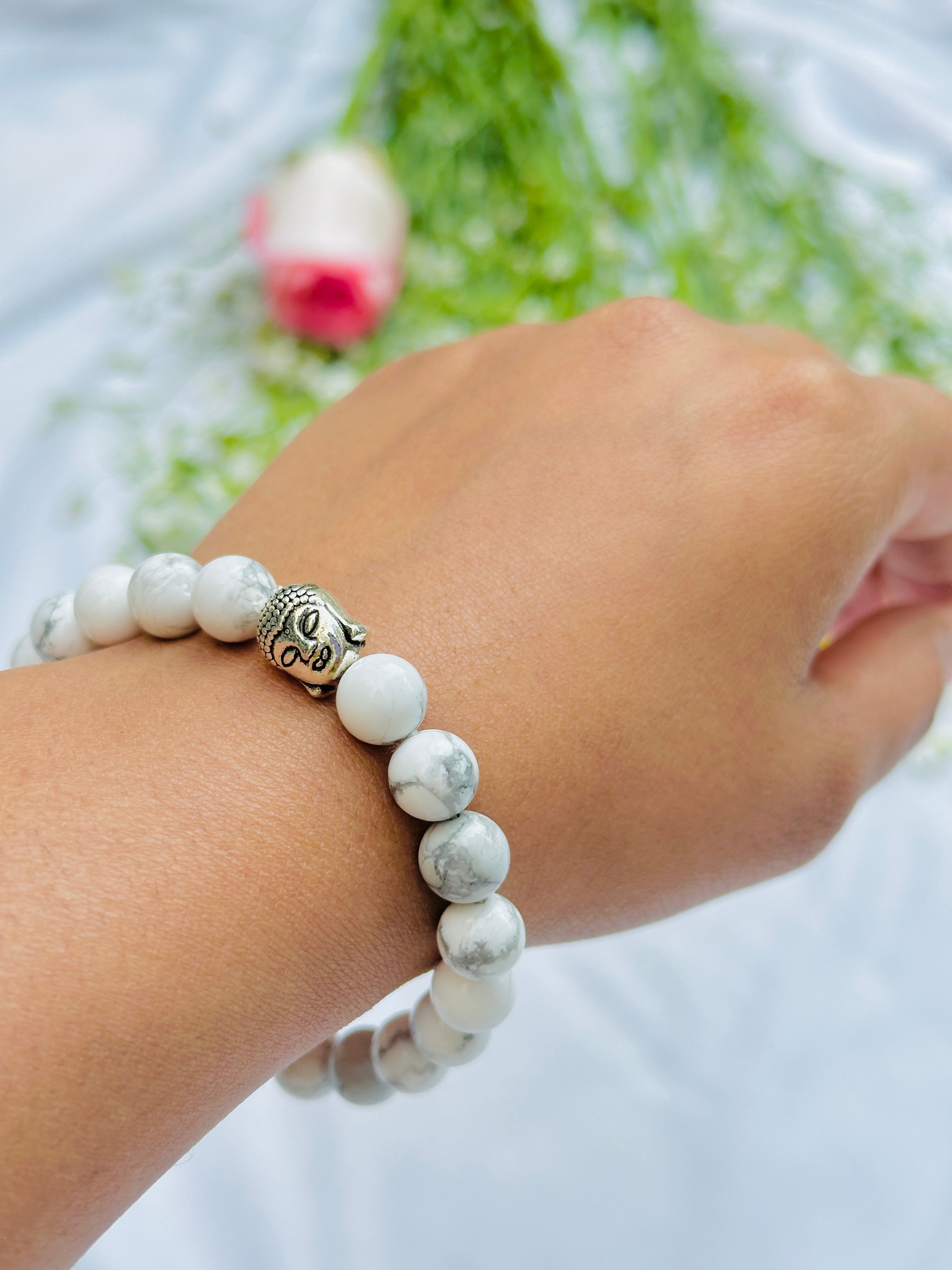 Strengthen Memory, Pain & Stress Relief: Howlite Bracelet - Abhimantrit & Certified